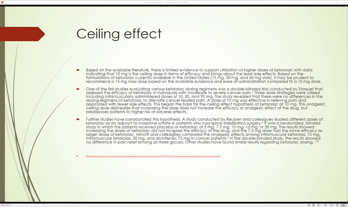 Toradol and the ceiling effect