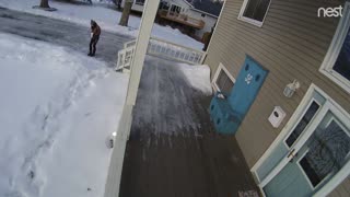 Security Camera Sees Sister-in-Law Slipping