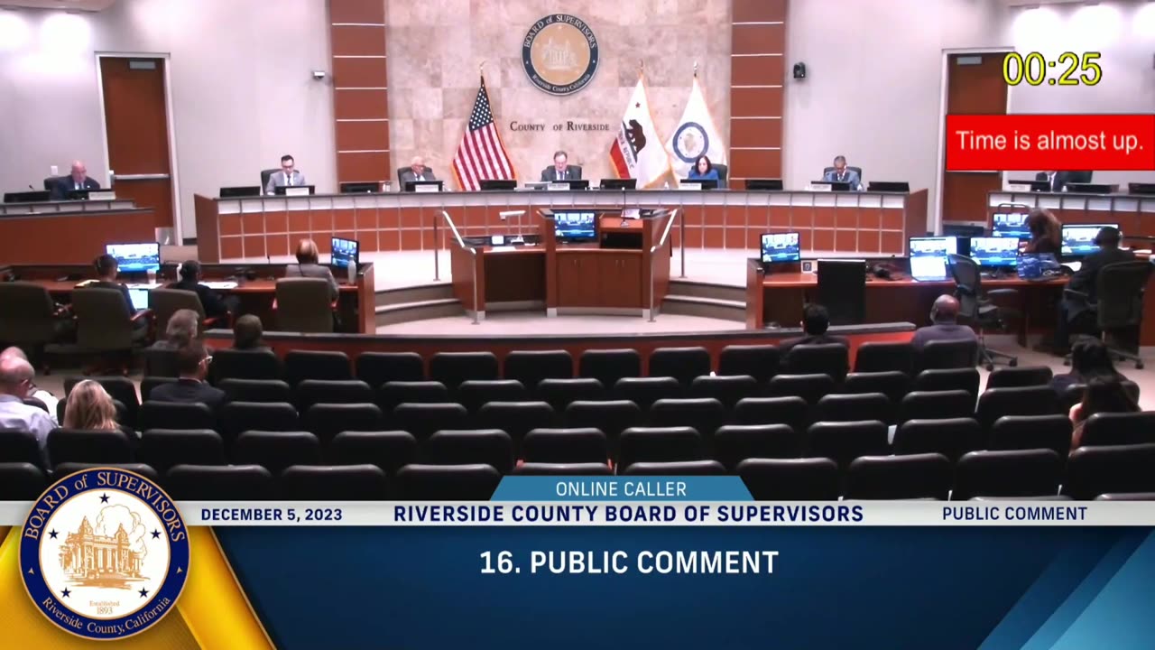 RivCo Supervisor's Meeting (DEC 5, 2023): Time for a Public Forum.