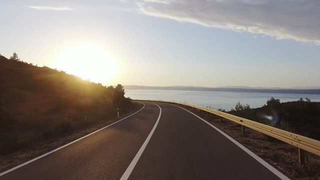 Road street traffic in Sunset Dron High Quality Footage