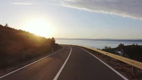 Road street traffic in Sunset Dron High Quality Footage