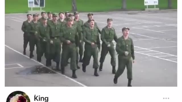 Russian army singing Barbie girl while marching