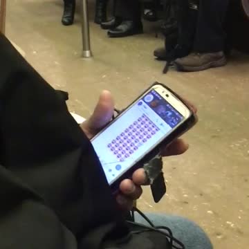 Man on subway train sends his girlfriend olga lots of heart eyes emojis on valentine's day