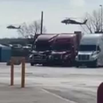 National guard on the move Alabama truck stop moments ago.