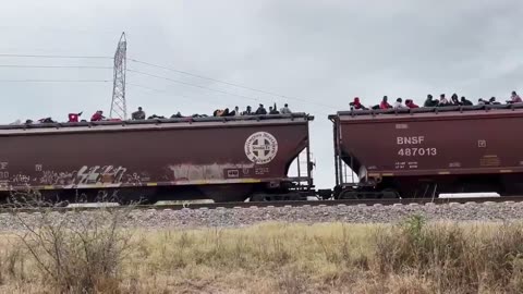 Illegal Migrants on a Train heading to the US Border, What do you see at 23 seconds