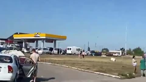 The queue to leave to Zaporizhzhia