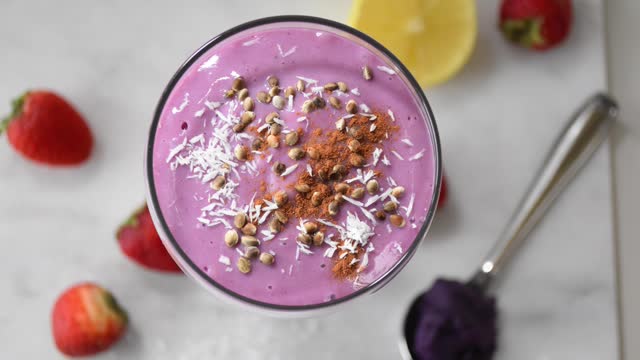 Purple Sweet Potato Strawberry Smoothie