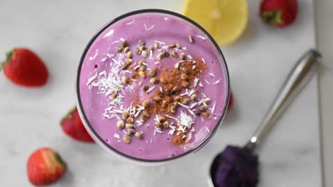 Purple Sweet Potato Strawberry Smoothie