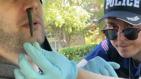 The COPs reaction when he sees it at the end..