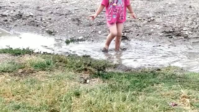 children play after the rain.