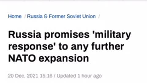 News 12/20/2021 Russia promises 'military response' to any further NATO expansion.