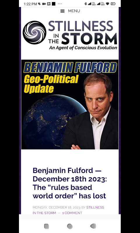 Benjamin Fulford — December 18th 2023: The “rules based world order” has lost - Stillness in the Storm link is being censored on Facebook. See full report below.