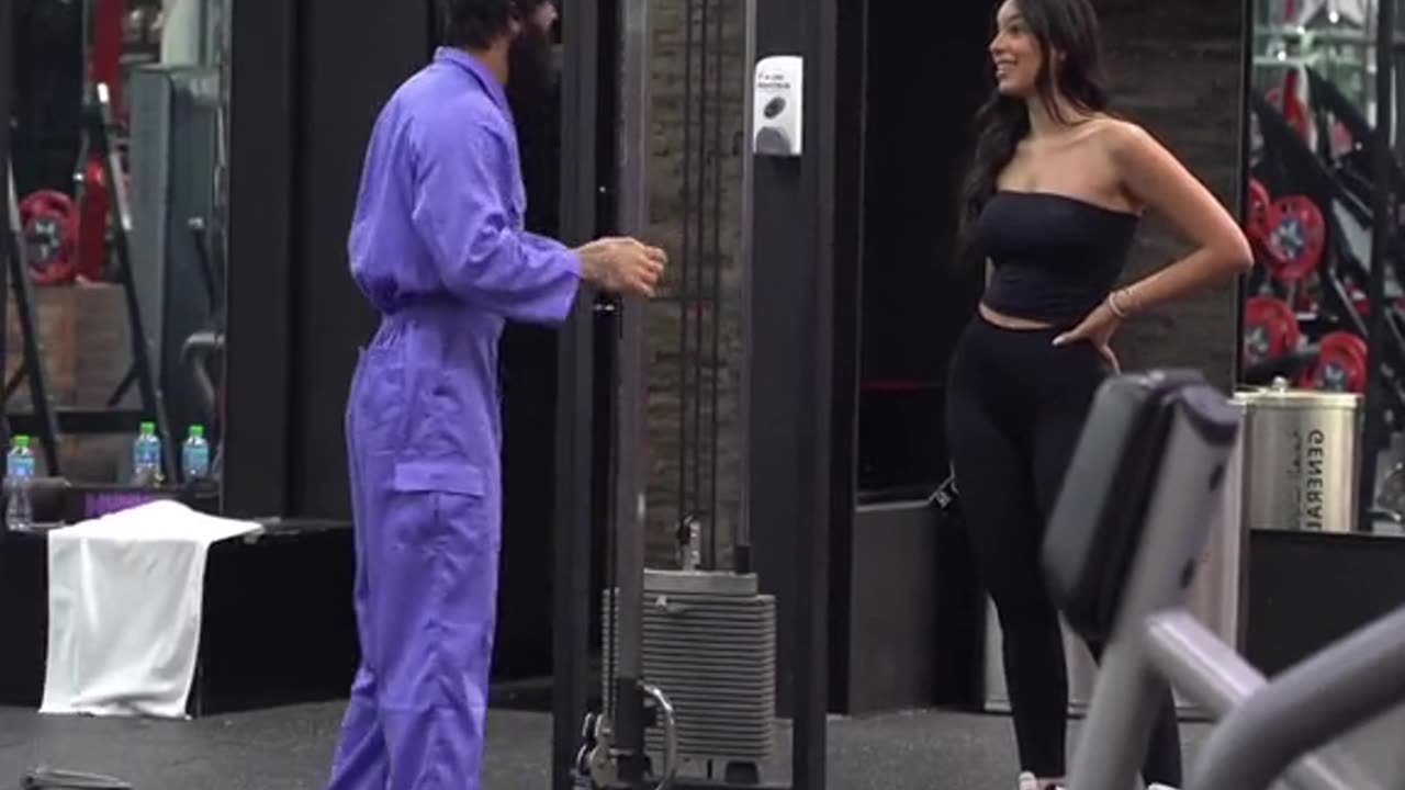 Gym cleaner mocking a lady in Gym