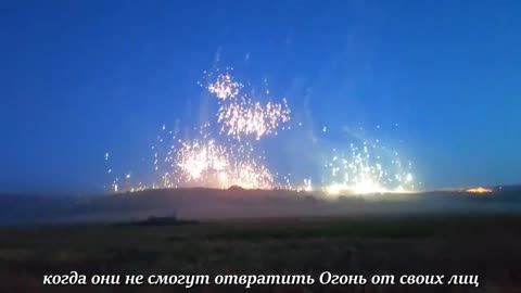 Work of artillery on the positions of the Ukraine near the settlement Berestovoye.