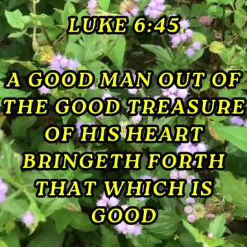 A good man out of the good treasure of his heart bringeth forth that which is good