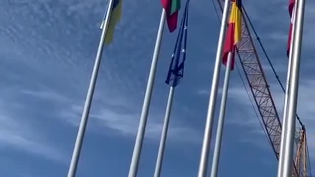 The Ukrainian flag was raised in front of the European Parliament building in Strasbourg.