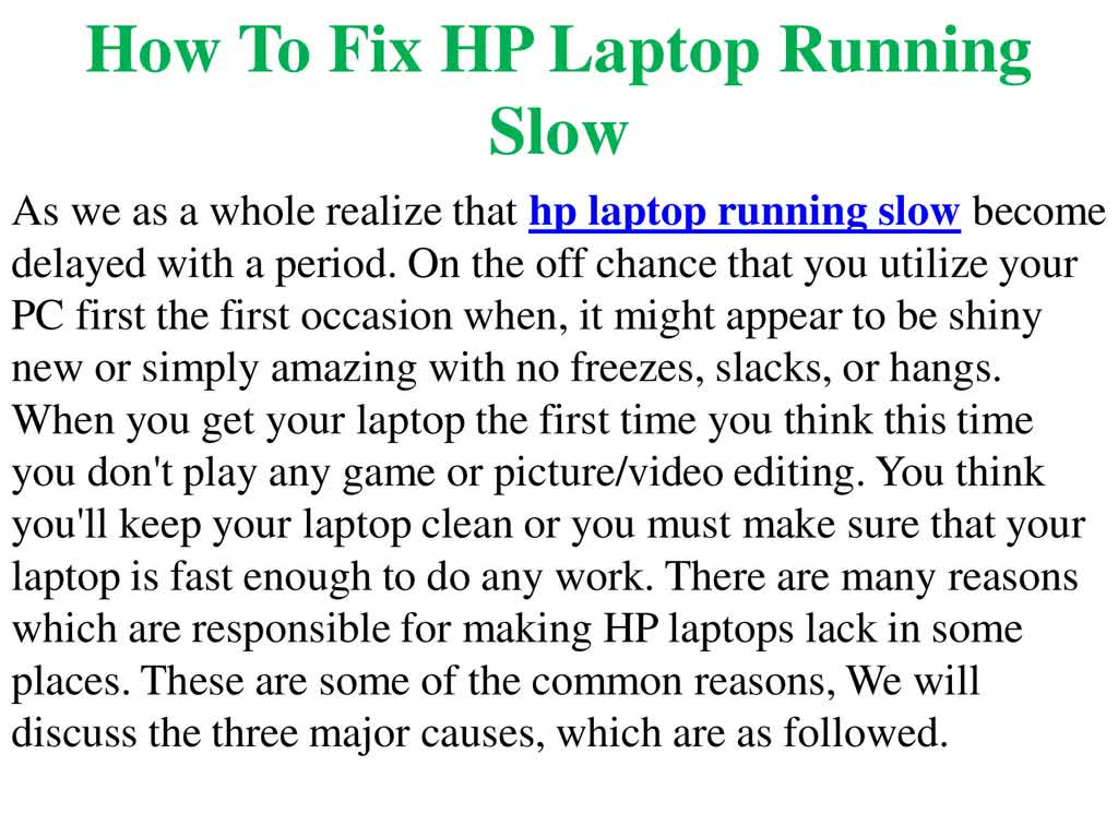 How To Fix HP Laptop Running Slow