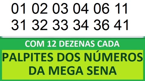 PALPITES DOS NÚMEROS DA MEGA SENA COM 12 DEZENAS im in io ip iq ir is it iu iv iw ix