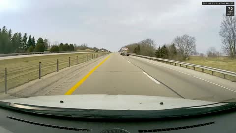 Semi Truck Crosses the median