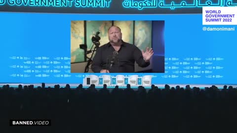 Alex Jones hacks video feed @ World Government Summit 2022