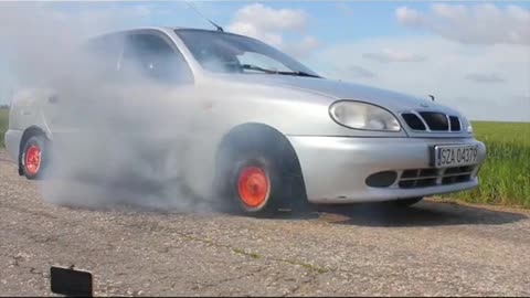 A car with modified tires