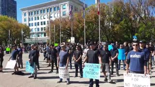 Calgary standing in silence today at City Hall in solidarity against government mandates