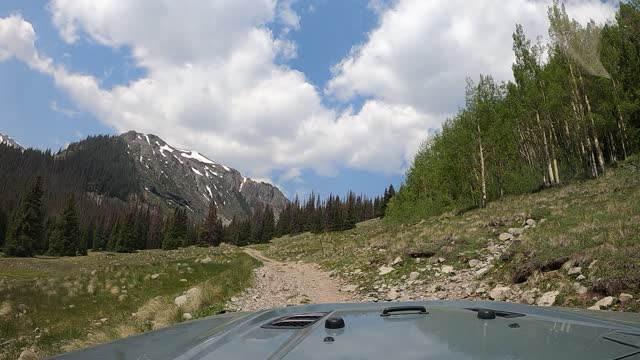 Hood view of the westside of the Alpine Loop Train in Colorado