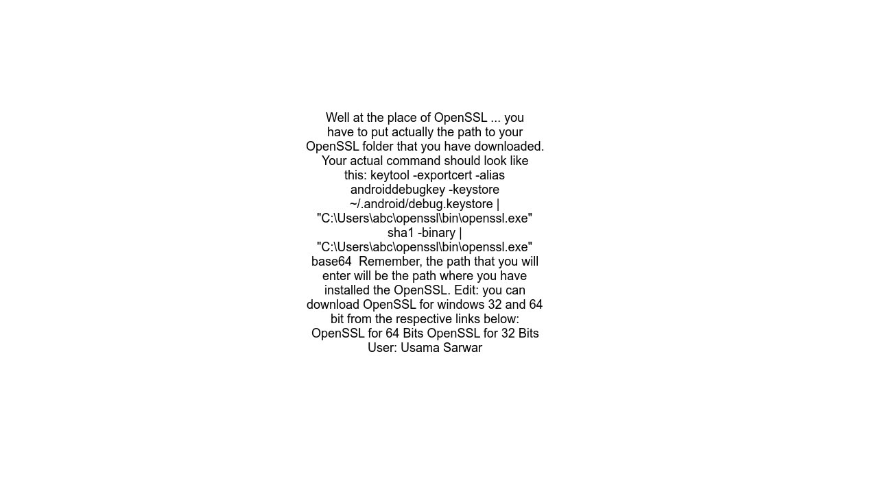 Openssl is not recognized as an internal or external command