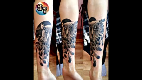 the process of applying the owl tattoo