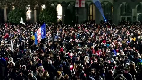 Georgia sees second night of protests after EU talks halted