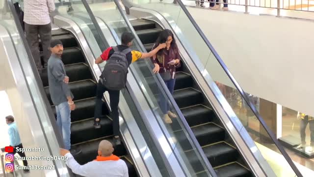 Tapping on😂Beautiful Girl's😍Shoulders on Escalator || Epic Reactions |