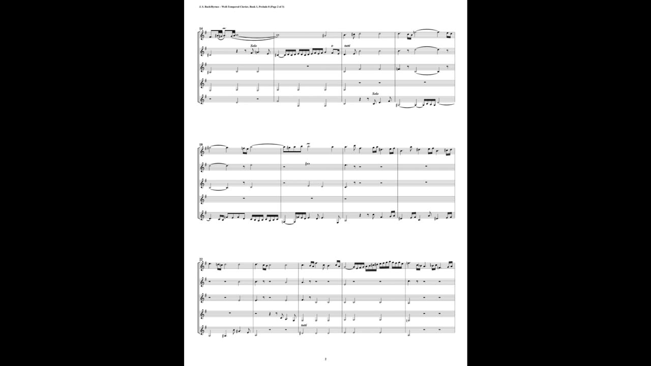 J.S. Bach - Well-Tempered Clavier: Part 1 - Prelude 08 (Clarinet Quintet)