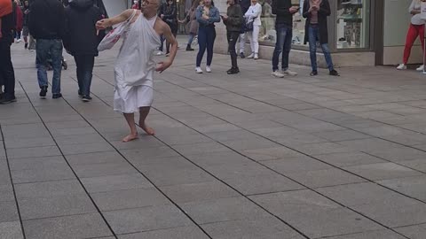 Funny german man dance on the street