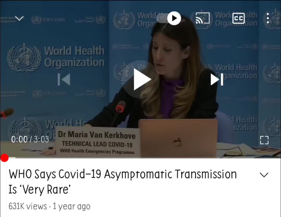 WHO Dr. Maria Van Kirkhove on Asymptomatic Transmission