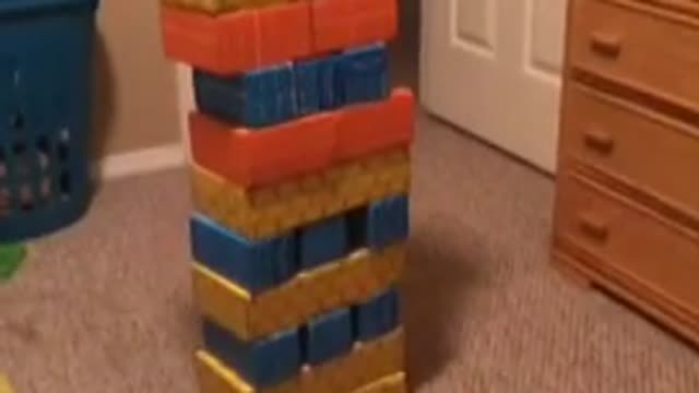 Kid goes head first into blocks