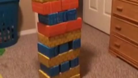 Kid goes head first into blocks