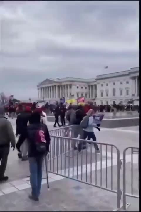 The police ushered them through....