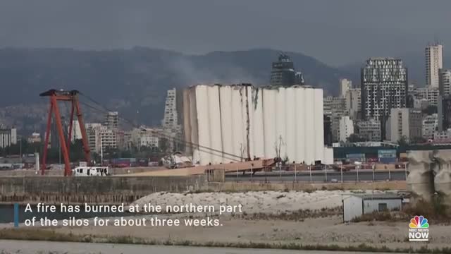 Parts Of Beirut Port Grain Silos Collapse.