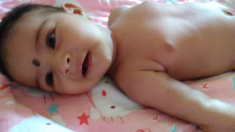 Cute baby finding her mom