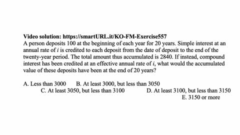 Exam FM exercise for June 25, 2022