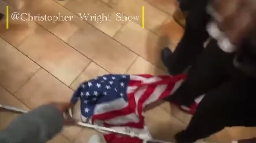 New York Nazi Cops Stomp On American Flag While Depriving Unvaxxed From Eating