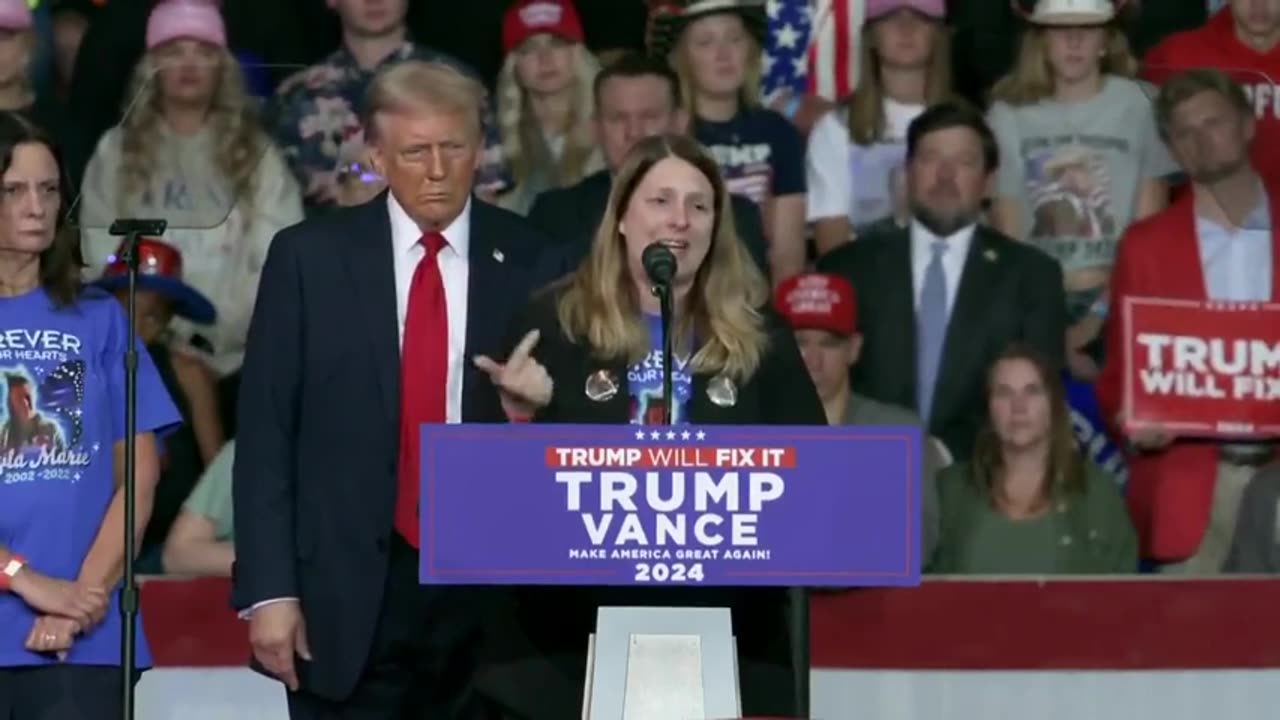 President Trump welcomes Tammy Nobles to his rally in Virginia