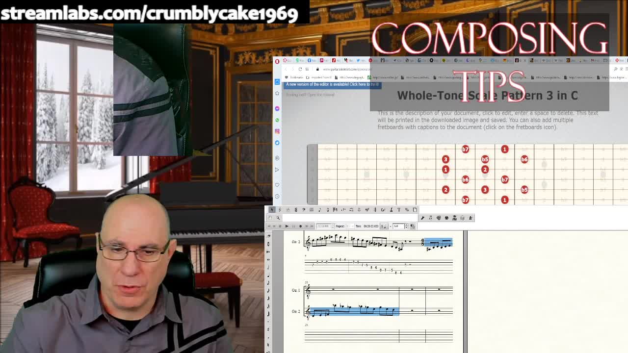 Composing for Classical Guitar Daily Tips: Whole Tone Scale in C Pattern 3