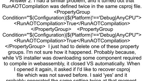 Error publishing Blazor Webassembly with AOT Net 80 Error Precompiling failed for quotaotinstance