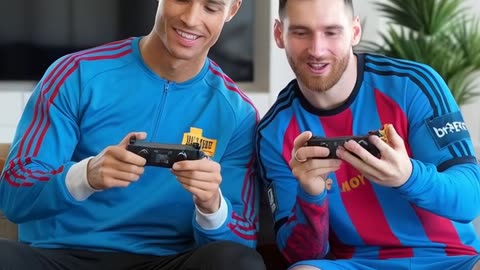 RONALDO and MESSI playing video game