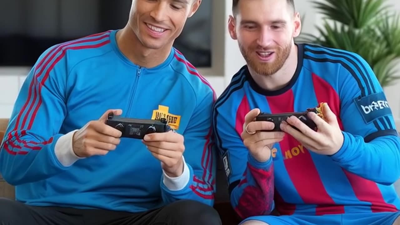 RONALDO and MESSI playing video game