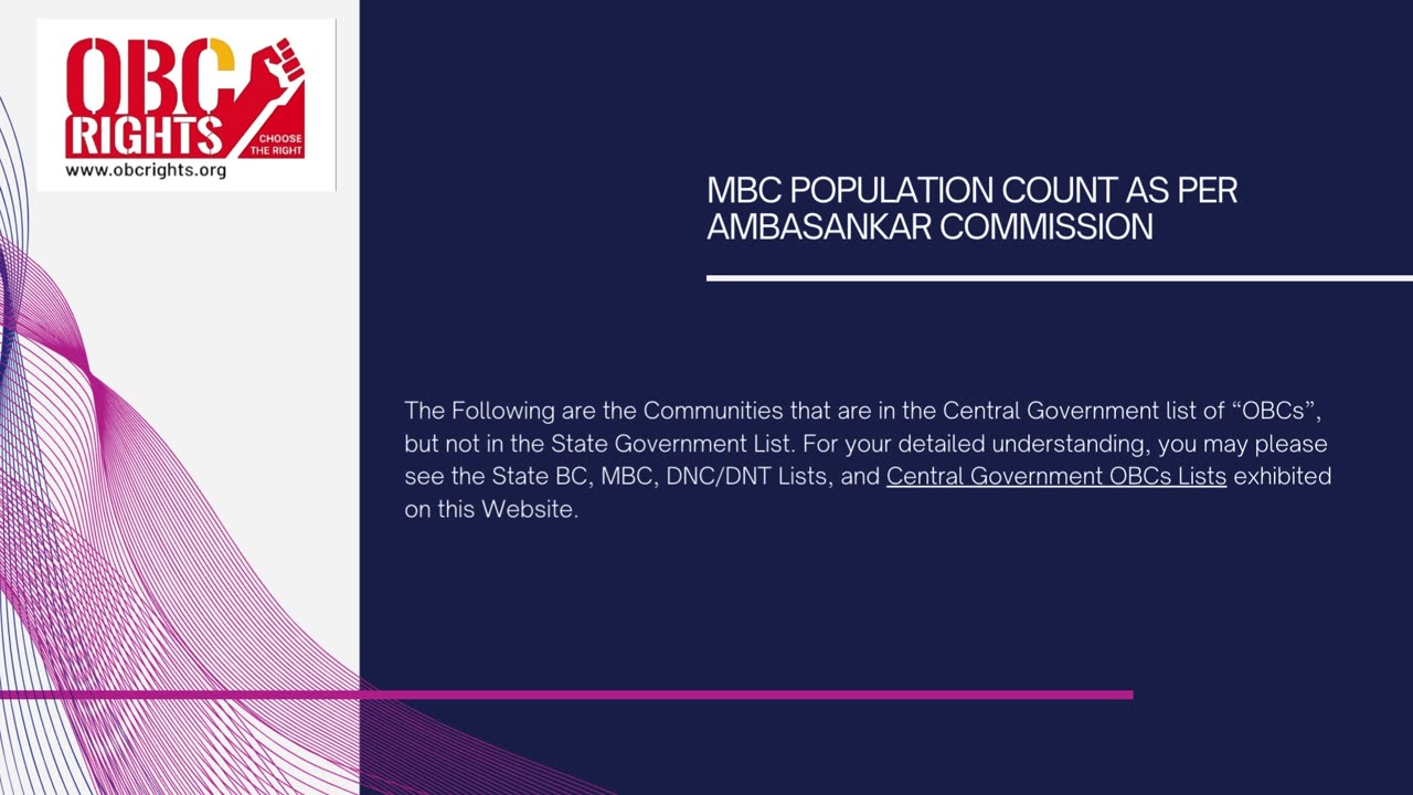 MBC Caste population as per Ambasankar Commission in India