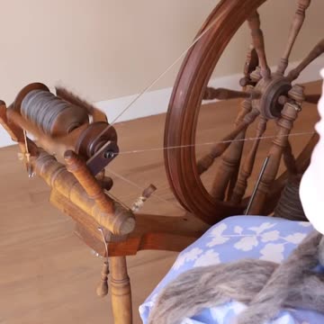 Making cloth from sheep's wool.