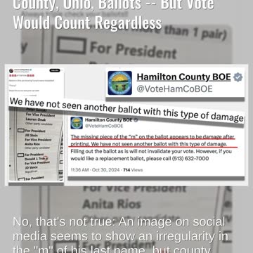Fact Check: NO Evidence Trump's Name Misprinted On Hamilton County, Ohio Ballots -- Vote Would Count