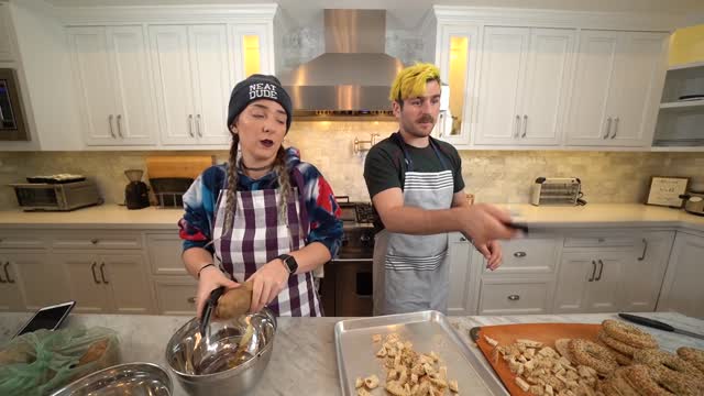 Cooking Thanksgiving Food with friends
